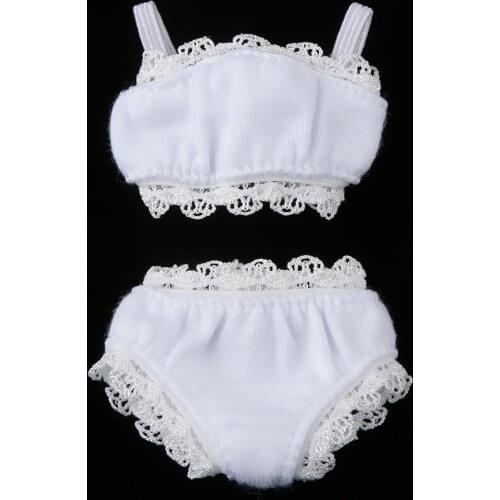 Handmade Dolls Clothes Cotton Blend White Lace Underwear Suit Kit for Blythe Doll 12 inch Doll Great Costume Accessory