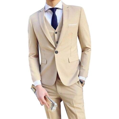 Three Piece Business Party Best Men Suits Peaked Lapel Two Button Custom Made Wedding Groom Tuxedos Jacket Pants Vest for Weddin