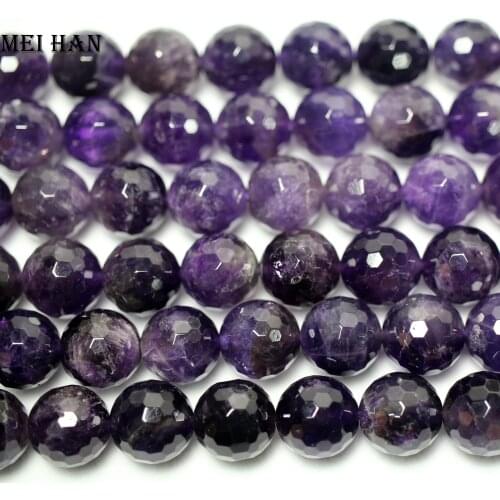 Meihan Meihan Free shipping natural 12mm Amethyst faceted round loose beads for jewelry making design or gift