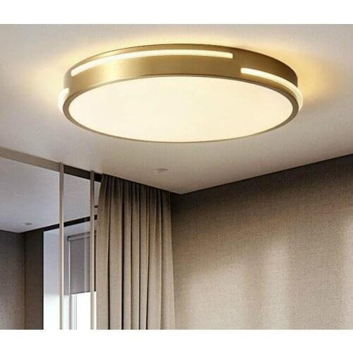 Hallway Round Led Ceiling Light luminaire study room Living Room Bedroom Copper ceiling Lamp Luxury Led strip office lighting