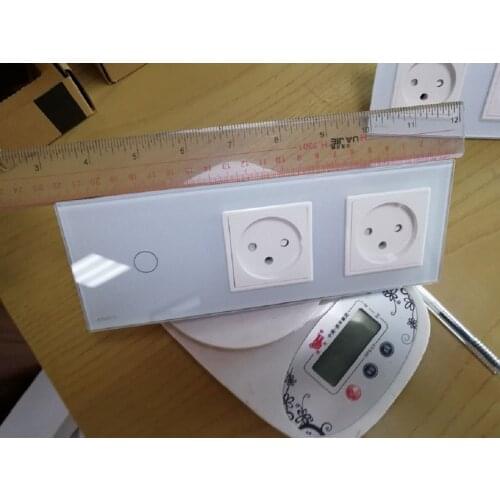 Livolo EU Standard Israel Power Socket, White Crystal Glass Panel, AC 100~250V 16A Wall Touch Switch, VL-C701/C7C2IL-11
