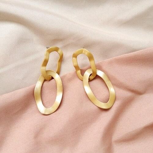 Fashionable joker metal texture simple geometric shape earring new beautiful earrings accessories sell like hot cakes
