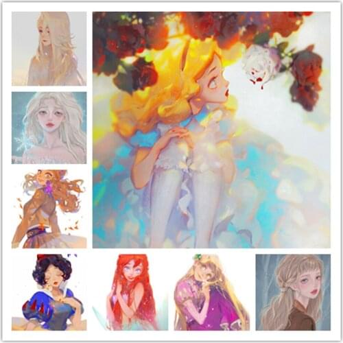 Disney 5D DIY Diamond Painting Mosaic Full SquareRound Cartoon Girl Portrait Diamond Embroidery Cross Stitch Kits Home Decor