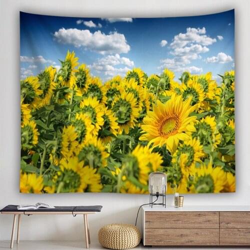 Wall Hanging Tapestry Travel Camping Mat Sunflower Printing Pattern Yoga Pad Sleeping Carpet Beach Blanket