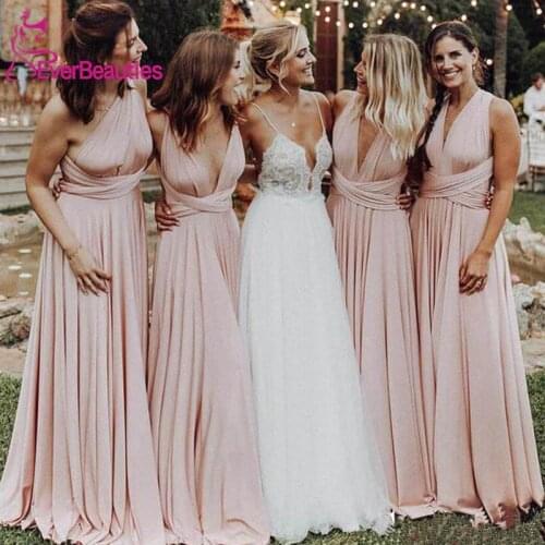 Cheap Long Blush Pink Bridesmaid Dresses Long 2020 Wedding Guest Dress Vestido De Festa