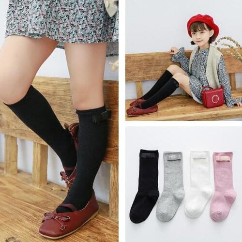 Baby Girls Socks Toddler Bow Knee High Sock Cotton Solid Children Girl Boy Socks Infant Kids Leg Warmers Long Ruffles Sock