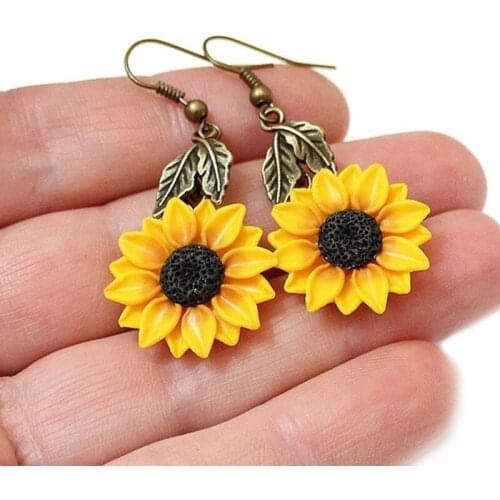 New Sun Flower Earrings Set for Women Girls Femininity Fashion Sunflower Set Sweet Party Wedding Jewelry Accessories