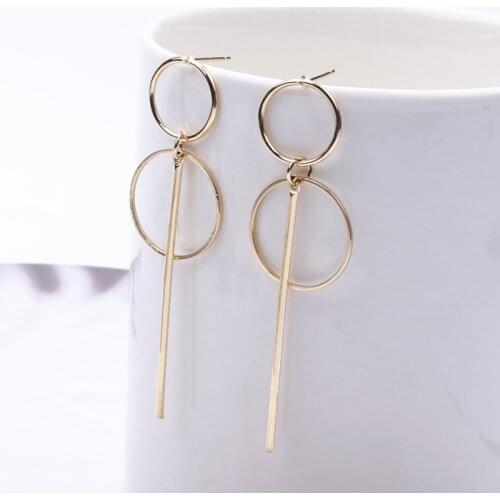 New Fashion Earrings Punk Simple Gold Long Section Tassel Pendant Size Circle Drop Earrings For Women Gifts Wholesale