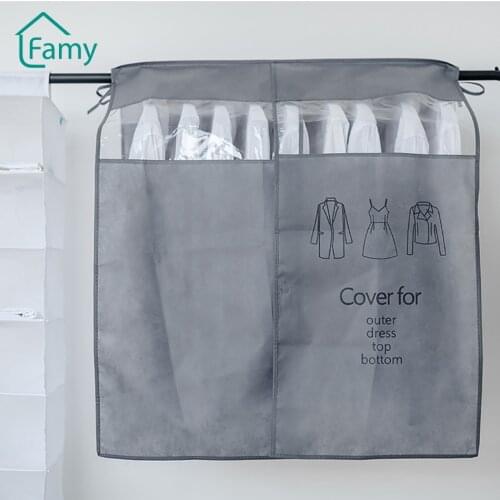 Closet Clothes Case Dust Cover Garment Bag Non-woven Fabric Visible Transparent Window Clothing Wardrobe Organizer Storage Bag