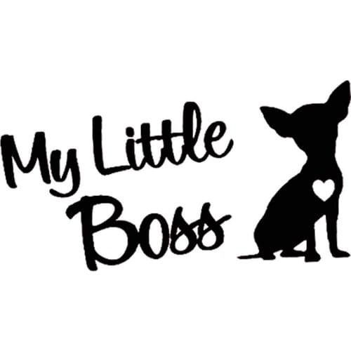 Personalise Car Sticker My Little Boss Chihuahua Dog for Truck Van Laptop Automobiles Exterior Accessories Vinyl Decal,19cm*9cm