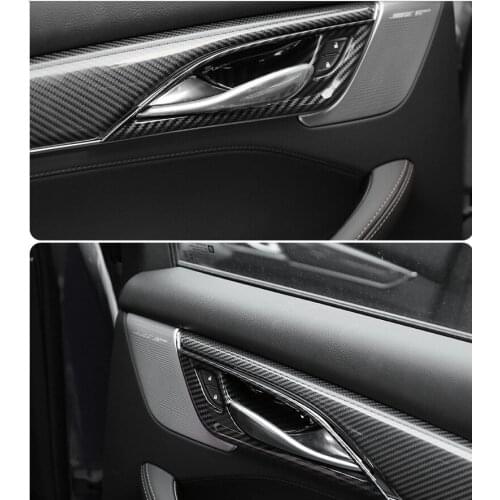 Fit for Cadillac CT5 modified interior door handle scratch proof inner door bowl sticking carbon fiber grain decoration