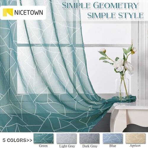 NICETOWN Voile Sheer Kitchen Window Curtains with Country Style Printed Glass Cullet Design, Durable and Sturdy Sheer Curtain