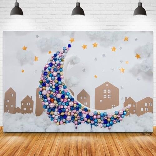 Rainbow Balloon White Wall House Theme Birthday Party Baby Shower Newborn Photography Backgrounds Photo Studio Poster Backdrops