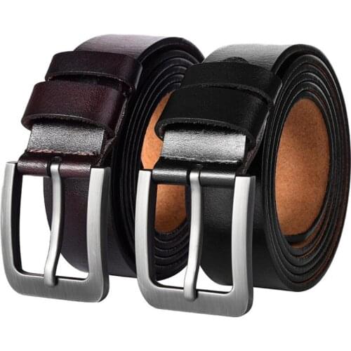 Cow genuine leather luxury strap male belts for men new fashion classice vintage pin buckle men belt High Quality longer 160cm