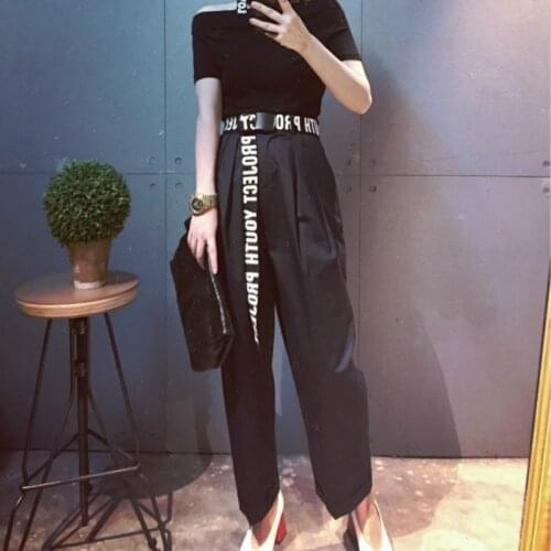 Woman Gothic Harajuku Street Belt Canvas Punk Letters Printed Decoration Loop Shaped Mental Buckle Jeans Waist Belt 2021 New