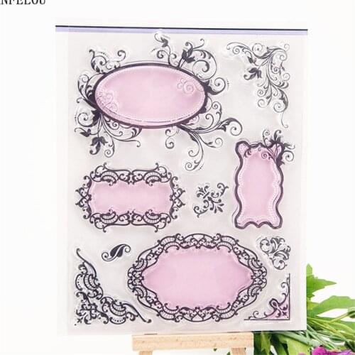 PANFELOU Pink picture frame Transparent Silicone Rubber Clear Stamps cartoon for Scrapbooking/DIY Easter wedding album