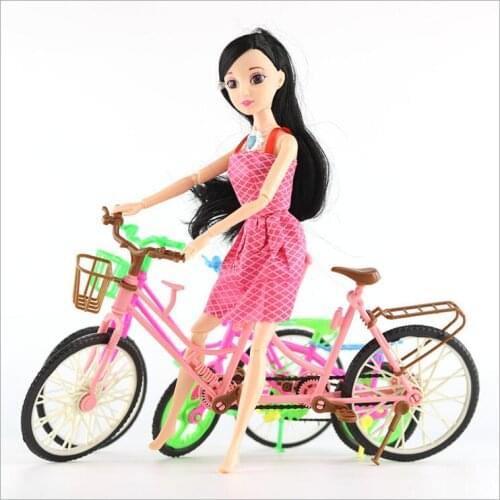 For barbie barbie bike Detachable Fashion Bike With Brown Plastic Helmet Basket For Barbie Doll 1/6 Accessories Kids Toy Gift