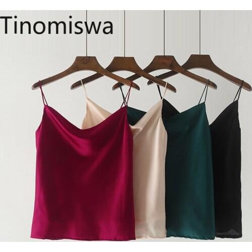 Tinomiswa New Korean Satin Spaghetti Strap Tops Women Solid Color Korean Sweet Camisole Casual All-match Camis Home Clothes