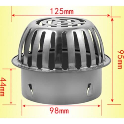 125mm diameter convex balcony built-in floor drain large displacement suitable 110mm wide pipe 201 stainless steel