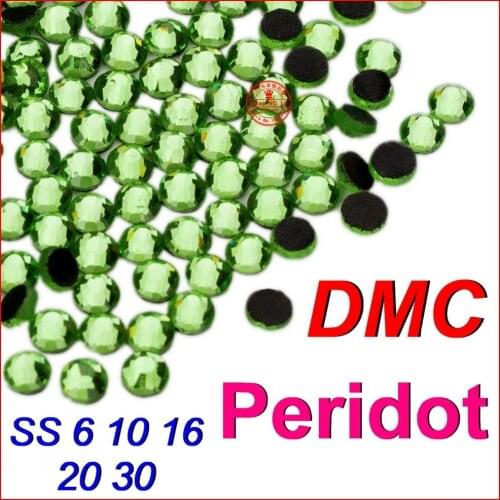 Top Grade Quality ! SS6 10 16 20 30 Peridot (green) Crystal DMC Flatback Hot Fix Rhinestone Jewelry Women Wedding DIY Clothes