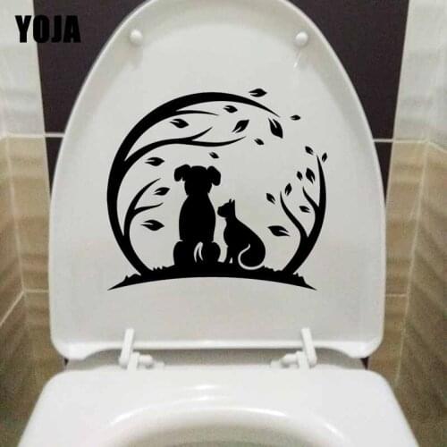 YOJA 23.4X21.5CM Nature Home Animals Pets Dog And Cat Toilet Stickers Wall Decal T5-0072