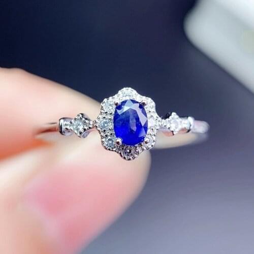 CoLife Jewelry 100% Genuine Sapphire Ring for Engagement 3mm*4mm Sapphire Silver Ring 925 Silver Sapphire Jewelry