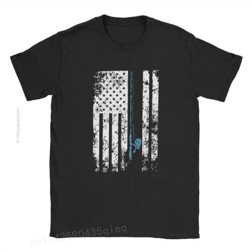 American Flag Fishing Rod Fish Pole Funny Graphic T-Shirt Fisherman Outdoorsman Patriotic Tees Tops for Men Clothes