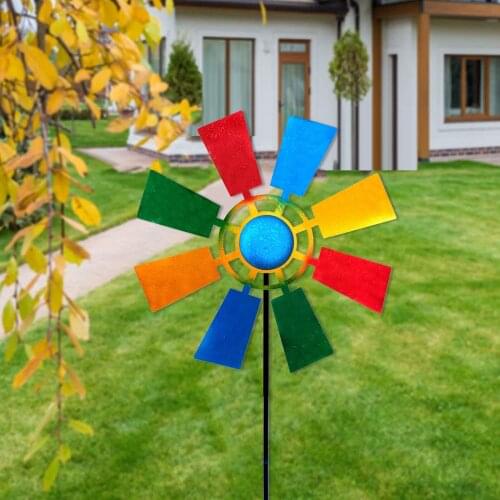 Iron Colorful Windmill 360 Degrees Spin Beautiful Easy to Assemble for Garden Yard Patio Lawn Holiday Decorations TS2