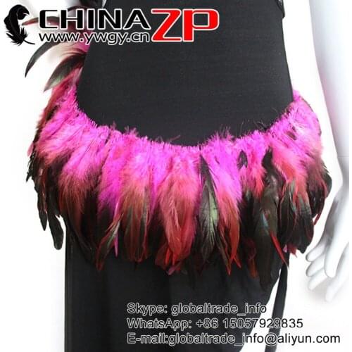 Gold Manufacturer CHINAZP Factory 6-8 Inch 800pieces/bundle Top Quality Dyed Hot Pink Half Bronze Coque Tail Strung Feathers