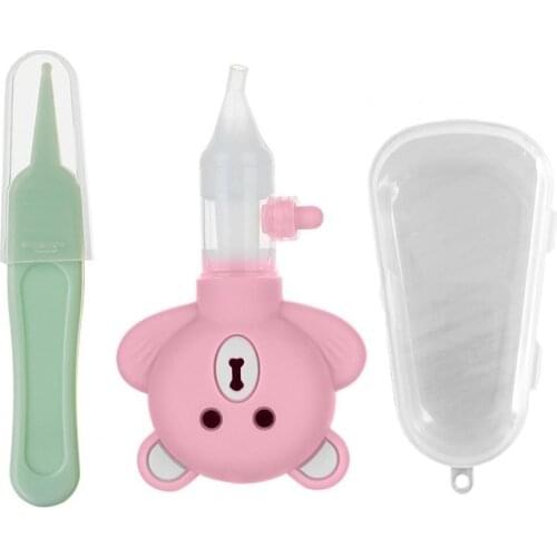 1 Set Baby Nasal Aspirator Cartoon Shape Anti-backflow Design Manual Infant Nasal Cleaner Tool Baby Supplies