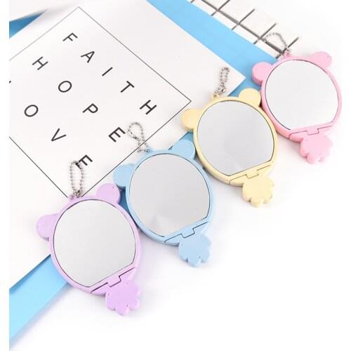 TY255 1 Pc Cute Mini Pocket Makeup Mirror Cartoon Animal Big Face Small Mirror Portable Makeup Mirror Comb for women