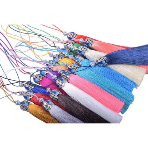 20Colors avil --10PCS 8.5cm(3.4'') Craft Tassels with Hollowed Antique Silver Caps and Hanging Loops for Jewelry Making