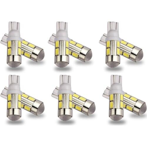 10pcs T10 5630-10-SMD W5W 2825 192 168 LED Blubs For High Mount Stop Light Interior Lights Backup Lights
