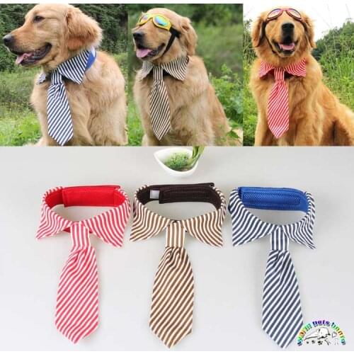 12pcs Large Dog Adjustable Grooming Bow Ties Stripes Neckties For Husky Samoyed Golden Retriever Pet Accessories Wholesale