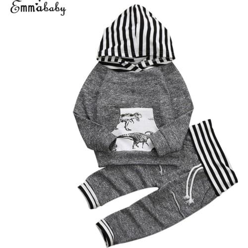 2017 Newborn Autumn Cute Lovely Toddler Infant Baby Boy Long Sleeve Dinosaur Clothes Hoodies Tops Coat Long Pants Outfit 2PCS
