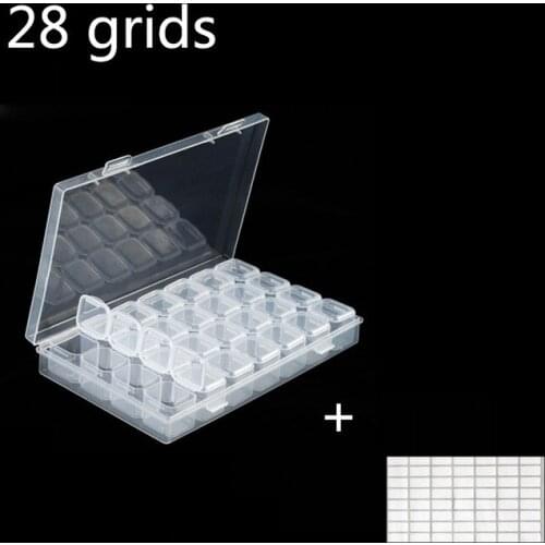 28/56/64pcs small grid Adjustable Transparent Plastic Storage Box for diamond mosaic Tool Box special shaped bead Organizer