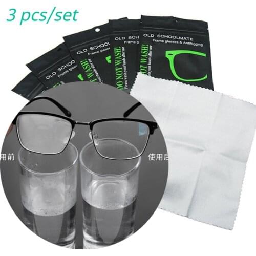 3 Pcs Reusable Anti-Fog Wipes Glasses Pre-moistened Antifog Lens Cloth Defogger Eyeglass Wipe Prevent Fogging for Glasses