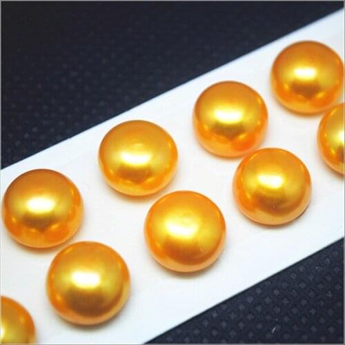 6pcs nature freshwater pearl cabochons have a hole for earring making AAA quality size 12-12.5mm genuine freshwater pearl