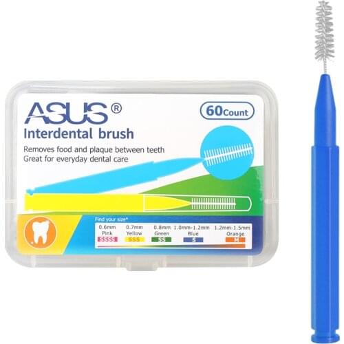 60Pcs 0.6-1.5mm Interdental Brushes Health Care Tooth Push-Pull Escova Removes Food And Plaque Better Teeth Oral Hygiene Tool