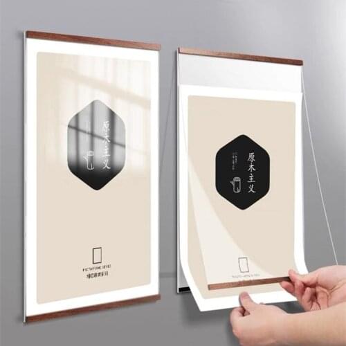 A4 Acrylic Wood Picture Frame Clear Wall Mount Document Photo Frames Advertising Poster Paper Holder Board