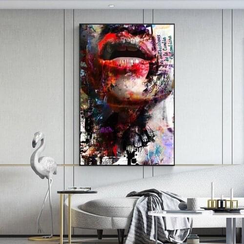 Abstract Colorful Womans Face Canvas Paintings Wall Art Posters and Prints Pop Art Portrait Pictures for Living Room Decor