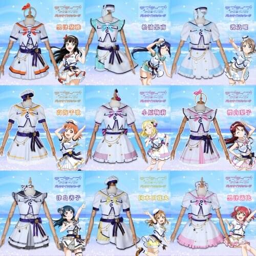 Anime! LoveLive! Aqours Ruby Dia Kanan All Members 6th Anniversary Party Lovely Uniforms Cosplay Costume For Women Free Shipping