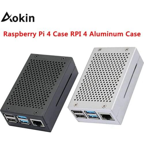 Aokin Raspberry Pi 4 Case RPI 4 Aluminum Case RPI 4B Metal Shell Silver Black Enclosure for RPI 4 Model B