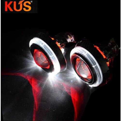 2pcs h1 bixenon Prpjector lens 2.5inch with LED angel eyes DRL function retrofit modify car assembly kit direct for h1 h4 h7 car