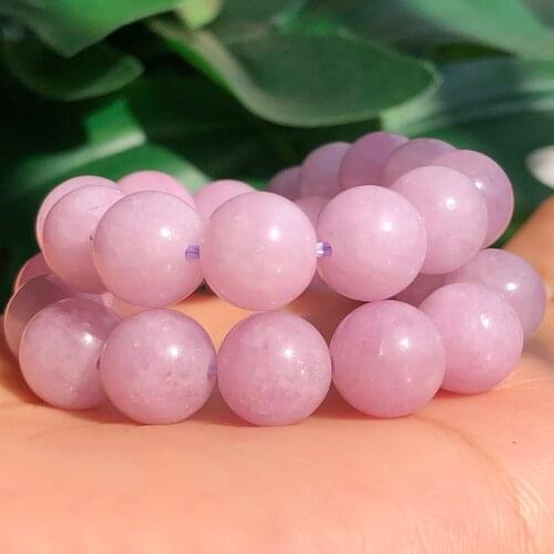 Natural Stone Purple Kunzite Spodumene Jades Beads Round Loose Spacer Beads For DIY Jewelry Making Woman Bracelet Accessories