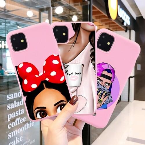 Hot Afro Make Money Cash Girl Coffee fashion Phone case for iPhone 12 11 Pro XS Max mini XR 6 S 6S 7 8 Plus Case Candy funda
