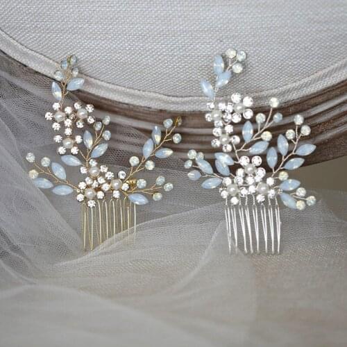 Gold Silver Color Small Comb Floral Bridal Hair Piece Handmade Crystal Wedding Jewerly Women Hair Ornament