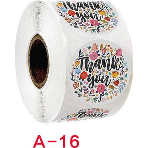 Flowers Thank You Stickers Self Adhesive Birthday Party Wedding Envelope Seal Roll Copper Decoration Stickers
