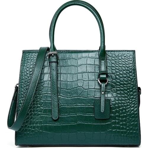 Cow Genuine Leather Handbags 2021 Large Capacity Womens Bags Office Working Shopping Female Bag Red Green Blue 30*12*23