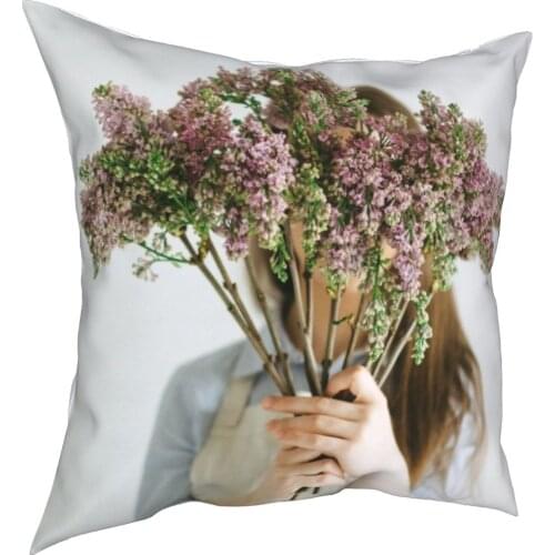 Flower beauty decorative cushion cover simple style cushion cover 45cm linen pillowcase culture linen Pillowcase